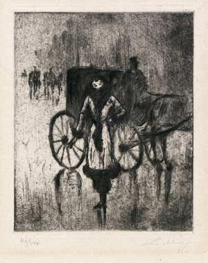 Lot 8352, Auction  107, Ury, Lesser, Dame vor Pferdedroschke im Tiergarten 