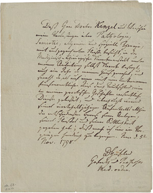 Los 2502 - Hufeland, Christoph Wilhelm - Eigenhänd. Zeugnis 1798 - 0 - thumb