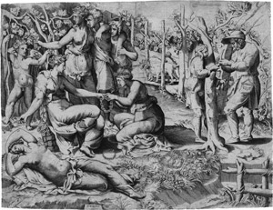 Los 5506 - Bonasone, Giulio - Flora einer Nymphe einen Kranz überreichend.  - 0 - thumb
