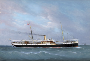Lot 6386, Auction  115, Niederländisch, um 1890. Schiffsportrait des Niederländisch-Indonesischen Dampfers S.S. Bawean