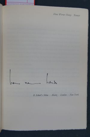 Lot 367, Auction  117, Henze, Hans Werner, Essays