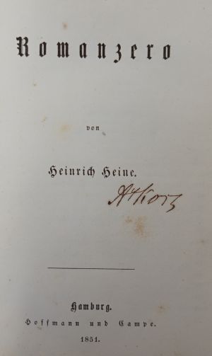 Lot 2065, Auction  117, Heine, Heinrich, Romanzero (1. Druck der ersten Ausgabe)