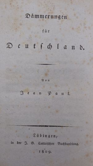 Lot 2075, Auction  117, Jean Paul, Dämmerungen für Deutschland