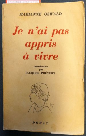 Lot 3430, Auction  119, Oswald, Marianne, Je n'ai pas appris à vivre