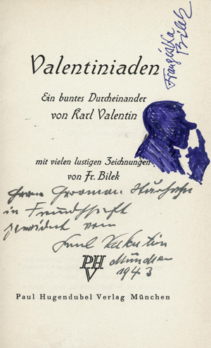 Lot 3817, Auction  120, Valentin, Karl, Valentiniaden - Widmungsexemplar