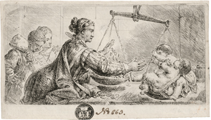 Lot 5615, Auction  121, Rode, Christian Bernhard, Eine spanische Mutter wiegt ihre Kinder in Gold auf