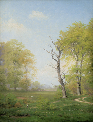 Lot 6111, Auction  122, Grove, Peter Frederik Nordahl, Frühlingslandschaft mit Störchen