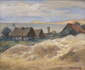 Lot 6197, Auction  122, Knauf, Carl, Dünenlandschaft mit Fischerhäusern bei Nidden auf der kurischen Nehrung