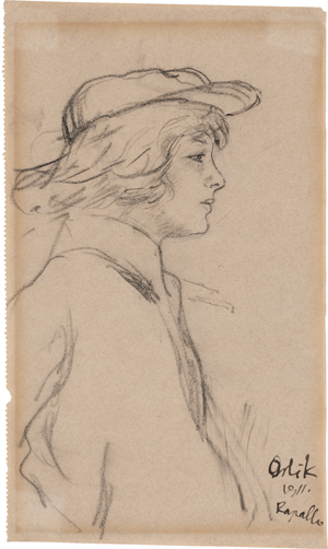 Lot 6340, Auction  122, Orlik, Emil, Benvenuto im Profil mit Kappe