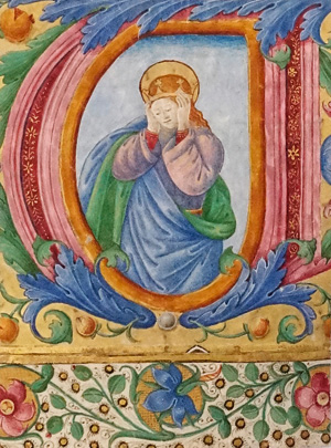 Lot 1021, Auction  125, Ursula von Köln, Initiale "U" Handschriften-Initialminiatur auf Pergament. Italien 15. Jahrhundert.