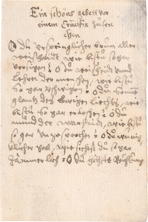 Los 1046 - Crucufix-Gebett - Andachtsgedicht an ein Kruzifix. Deutsche Handschrift auf Papier. Südostdeutschland, Böhmen Anfang oder Mitte 17. Jahrhundert - 0 - thumb