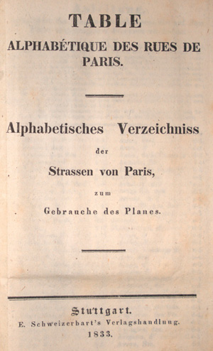 Lot 138, Auction  126, Paris, Table alphabétique des rues de Paris