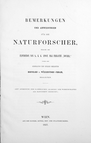 Lot 388, Auction  126, Wüllerstorf-Urbair, Bernhard von, Bemerkungen und Anweisungen für die Naturforscher