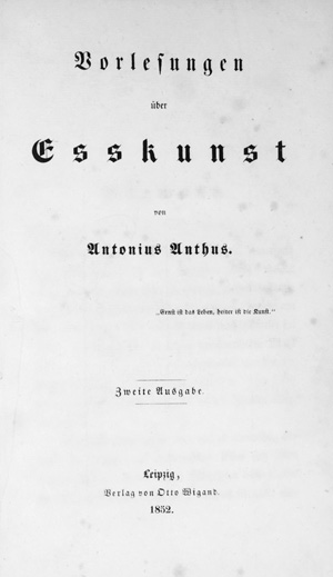 Lot 419, Auction  126, Blumröder, Gustav Philipp, Vorlesungen über Esskunst