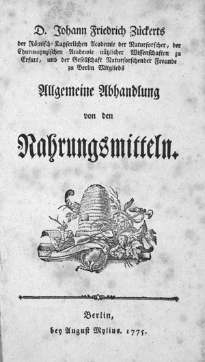 Lot 438, Auction  126, Zückert, Johann Friedrich, Allgemeine Abhandlung von den Nahrungsmitteln, von den Speisen aus dem Thierreich, von den Speisen aus dem Pflanzenreich