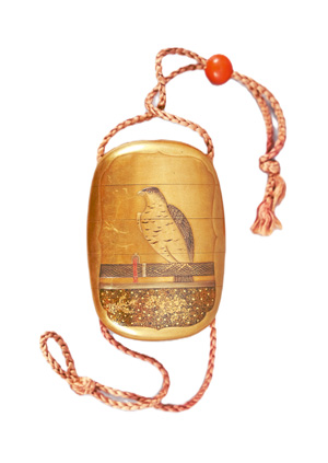 Los 633 - Inrô mit Falkendekor - 5-teiliges Aufbewahrungs-Behältnis, signiert "Kajikawa" - 1 - thumb