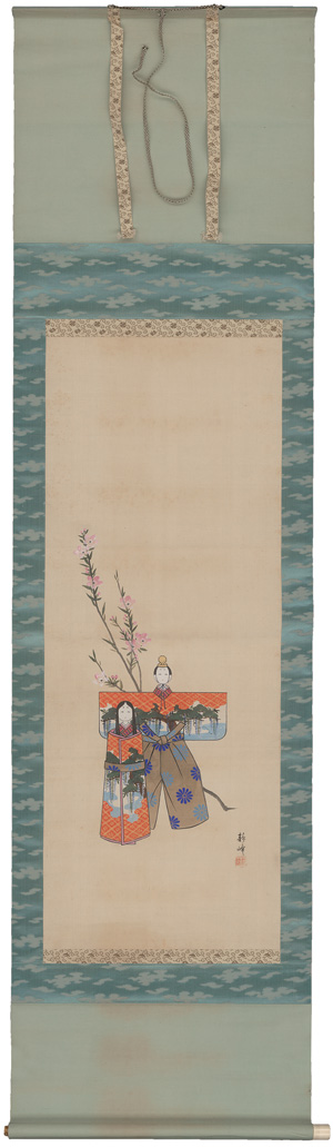 Lot 663, Auction  126, O-Dairi-sama und O-Hina-sama, Kakemono eines kaiserlichen Hina-Puppenpaares. Pinselzeichnung auf Leinen 