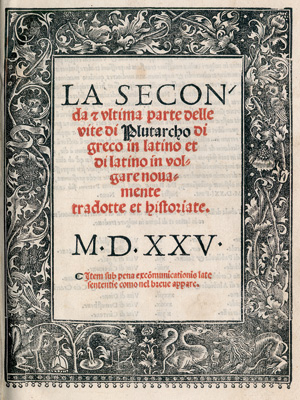 Lot 1178, Auction  126, Plutarch, Vite di greco in latino et di latino in volgare 