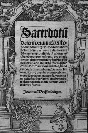 Lot 1189, Auction  126, Scheurl, Christoph, Sacerdotum defensorium libellus de sacerdotum ac rerum ecclesiasticarum praestantia