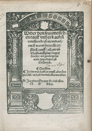 Lot 1194, Auction  126, Strauss, Jakob, Wider den symoneischen tauff 