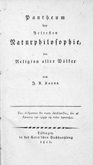 Lot 2060, Auction  126, Kanne, Johann Arnold, Pantheum der aeltesten Naturphilosophie