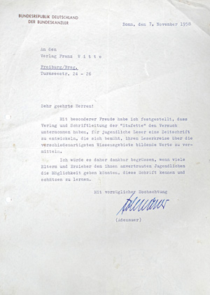 Lot 2572, Auction  126, Adenauer, Konrad, Brief an einen Verleger. 1958