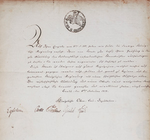 Lot 2620, Auction  126, Schinkel, Karl Friedrich, Brief an einen Feldmesser-Aspiranten. 1818