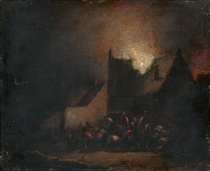 Lot 6014, Auction  126, Poel, Egbert Lievensz. van der, Brennender Bauernhof bei Nacht