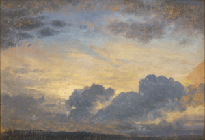 Lot 6101, Auction  126, Carmiencke, Johann Hermann, Abendhimmel: Wolken gegen das Licht der letzten Sonnenstrahlen