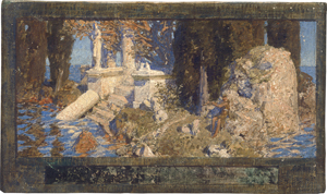 Lot 6181, Auction  126, Rothaug, Alexander, In Arkadien: Kleine Insel mit Tempel, Zypressen und einem Flötenspieler