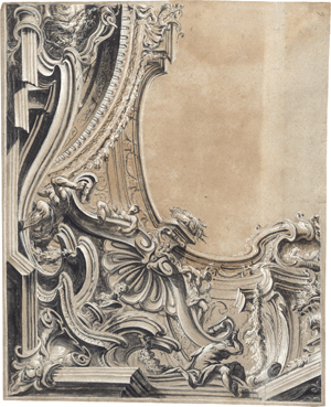 Lot 6549, Auction  126, Niederländisch, 18. Jh. Entwurf für eine barocke Deckengestaltung