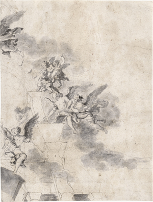 Los 6553 - Italienisch - 18. Jh. . Deckenentwurf mit fliegenden Engeln - 0 - thumb