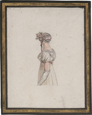 Los 6618 - Klein, Johann Adam - Kostümstudie einer jungen Frau in halber Rückenansicht mit rosengeschmückter Haube und Handschuhen - 0 - thumb