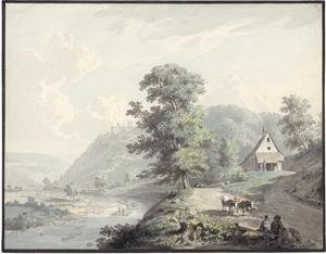 Lot 6684, Auction  126, Kuntz, Carl, Landschaft an der Murg, im Hintergrund Schloss Eberstein 