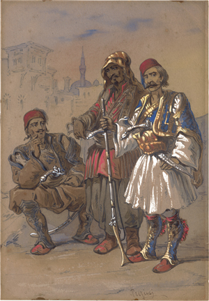 Los 6707 - Preziosi, Amadeo - Drei osmanische Krieger vor der Kulisse Istanbuls - 0 - thumb