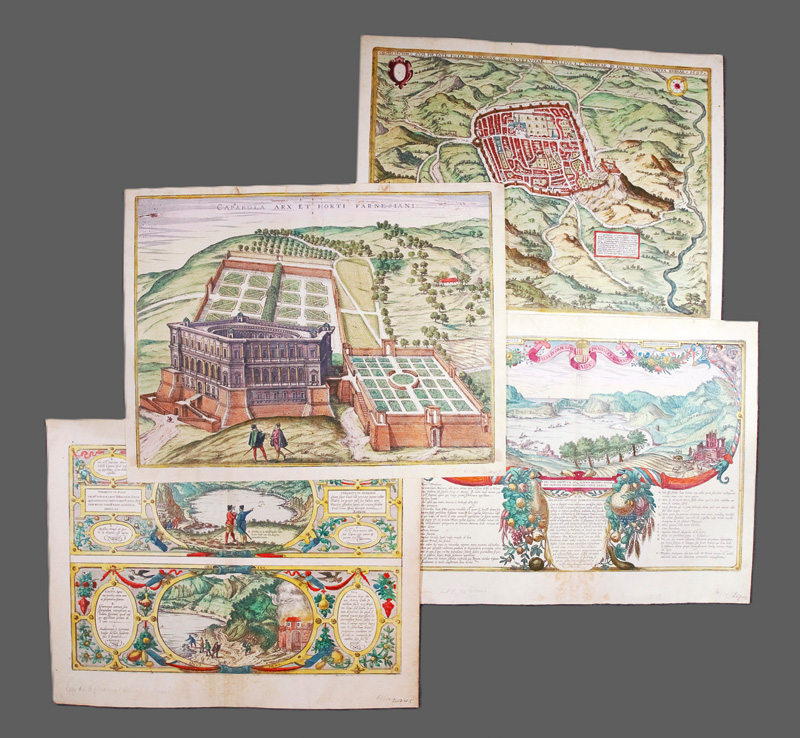 Lot 104, Auction 126, Hogenberg, Frans und Braun, Georg, 6 Ansichten italienischer Städte. Kolorierte Kupferstiche aus "Civitates Orbis Terrarum"