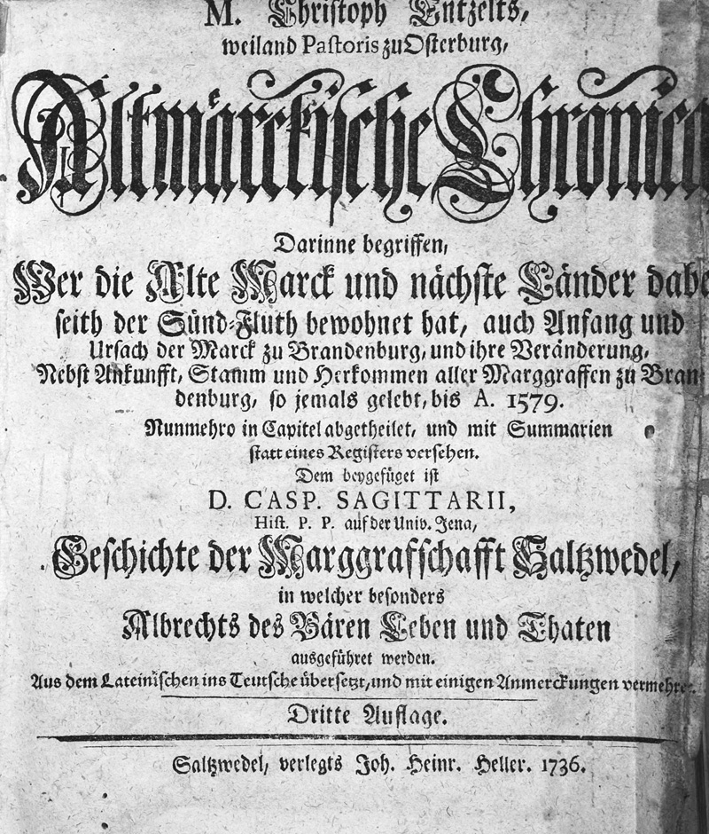 Lot 213, Auction 126, Entzelt, Christoph, Altmärckische Chronica