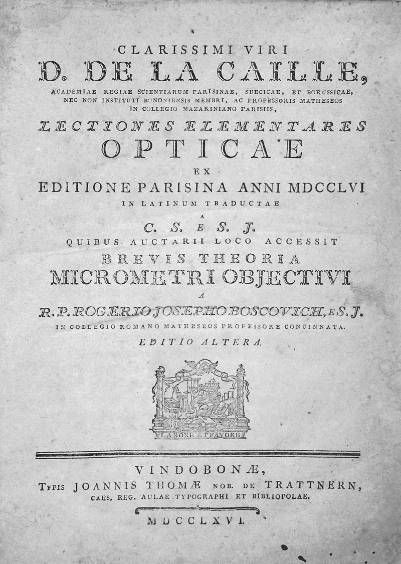 Lot 331, Auction 126, Caille, Nicolas-Louis de la, Lectiones elementares opticae