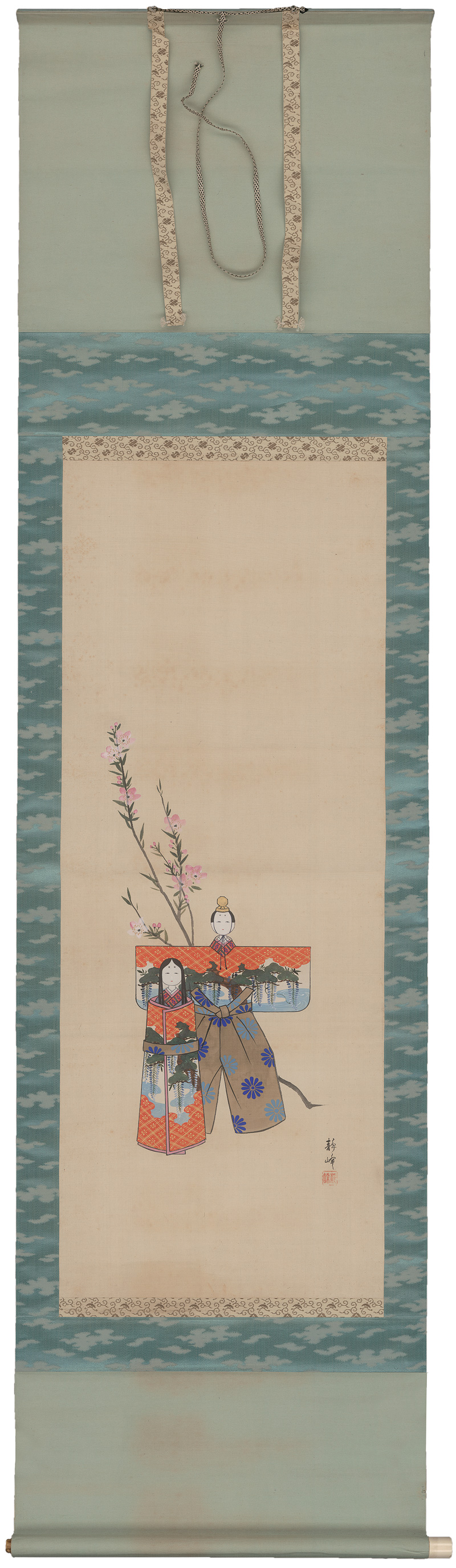 Lot 663, Auction 126, O-Dairi-sama und O-Hina-sama, Kakemono eines kaiserlichen Hina-Puppenpaares. Pinselzeichnung auf Leinen
