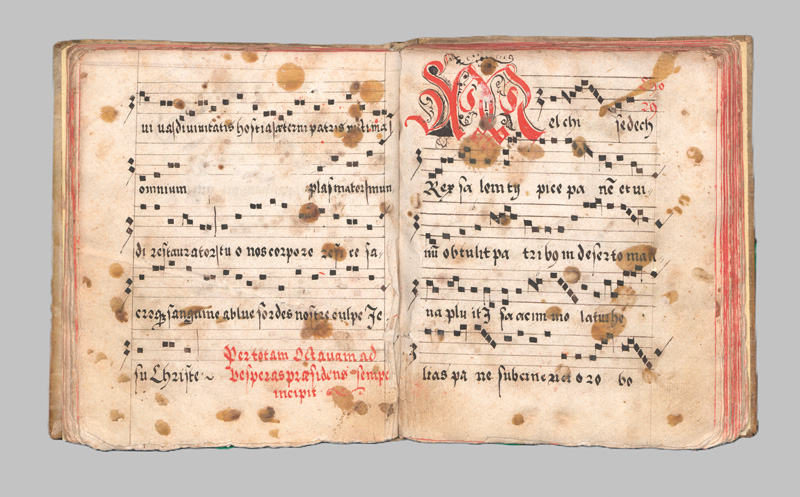 Lot 1027, Auction  126, Sammelband von 13 Musikstücken, Lateinische Handschrift und hs. Noten auf Pergament