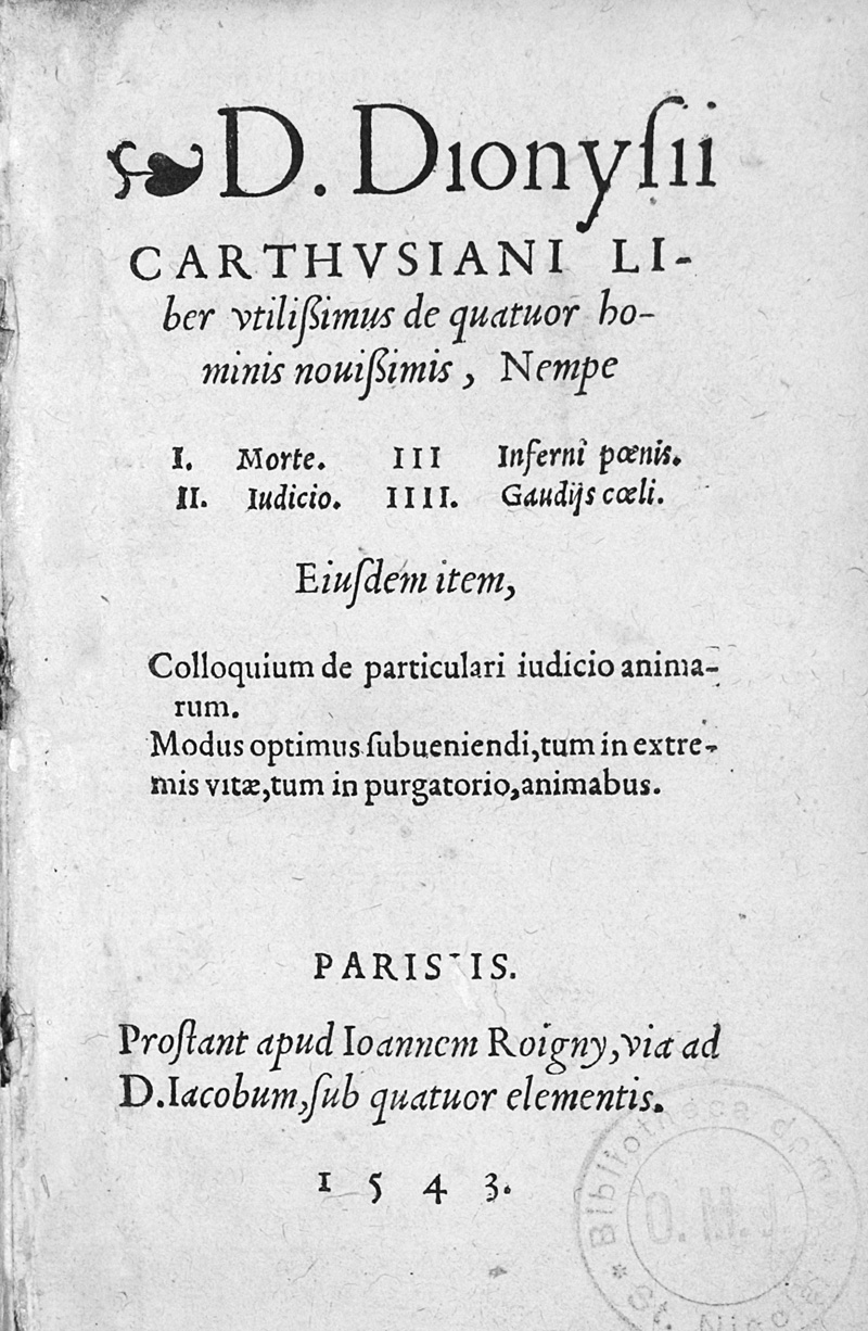 Lot 1121, Auction 126, Dionysius der Kartäuser, Liber utilissimus, de quatuor hominis novißimis