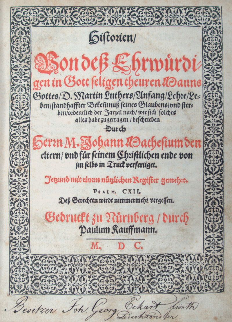 Lot 1163, Auction 126, Mathesius, Johannes, Historien