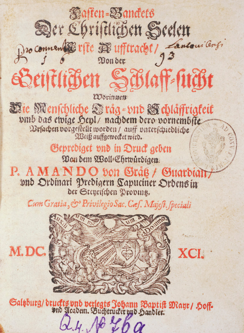 Lot 1213, Auction 126, Graz, Amandus von, Fasten-Banckets der christlichen Seelen