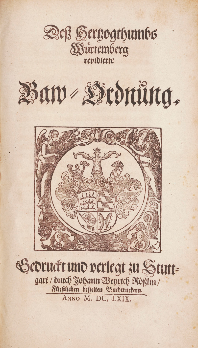 Lot 1276, Auction 126, Württenberg, Des Herzogthums Würtemberg revidirte Bawordnung