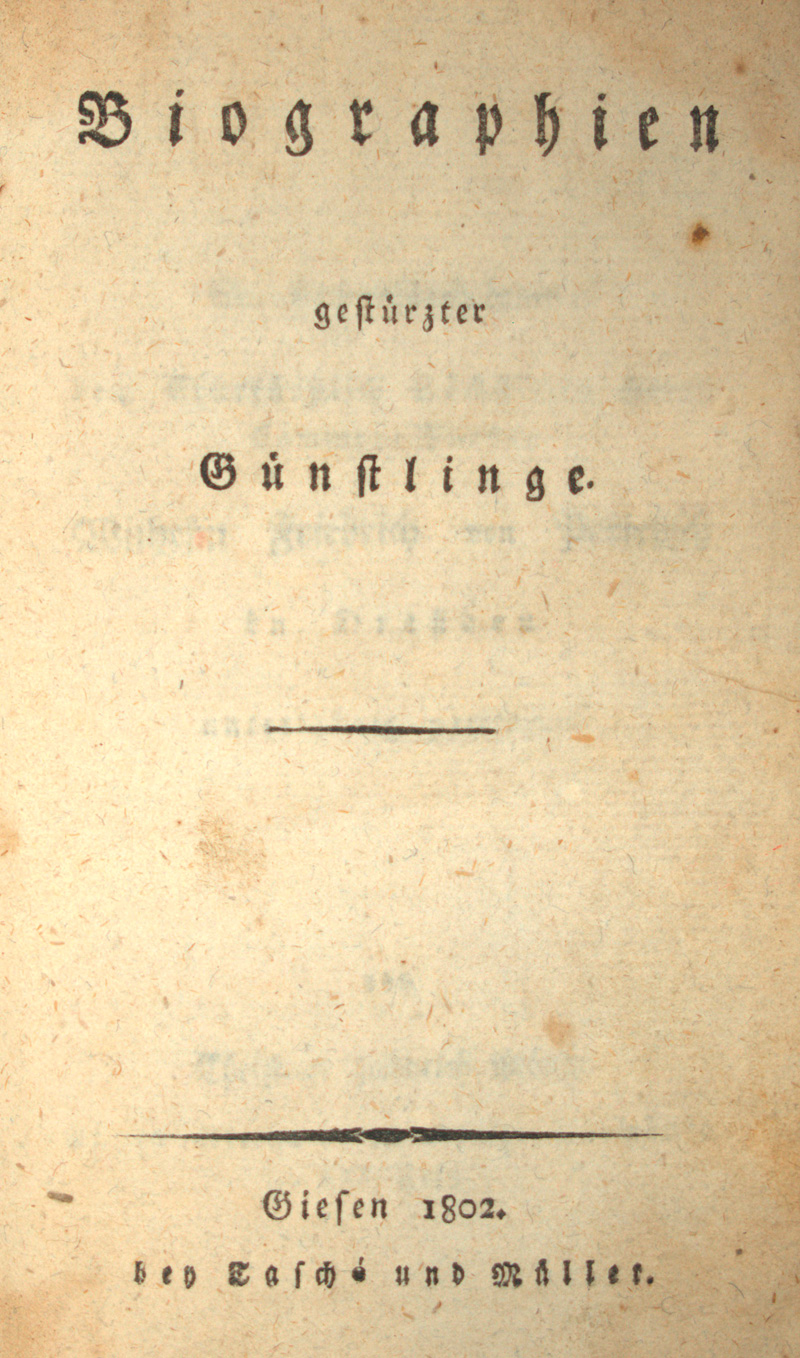 Lot 2075, Auction 126, Möller, Christian Friedrich, Biographien gestürzter Günstlinge