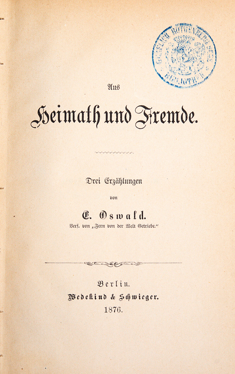 Lot 2103, Auction 126, Schulze-Smidt, Bernhardine, Aus Heimath und Fremde