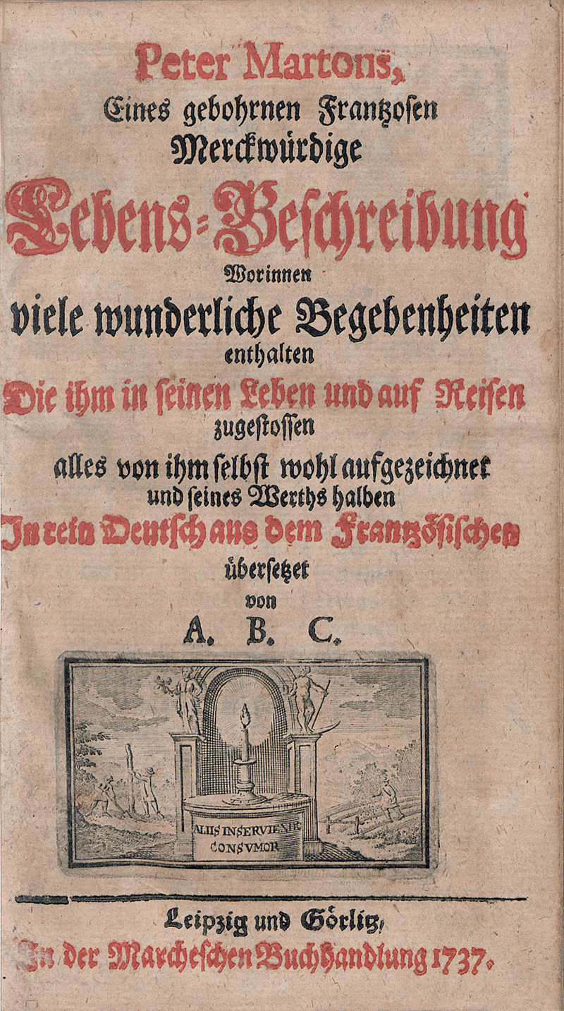 Lot 2115, Auction 126, Tyssot de Patot, Simon, Peter Martons merckwürdige Lebens-Beschreibung