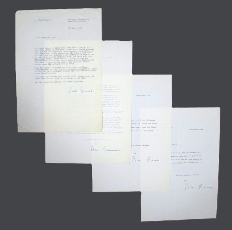 Lot 2503, Auction 126, Bamm, Peter, 4 Briefe an den Buchhändler Seifert.1954-1956