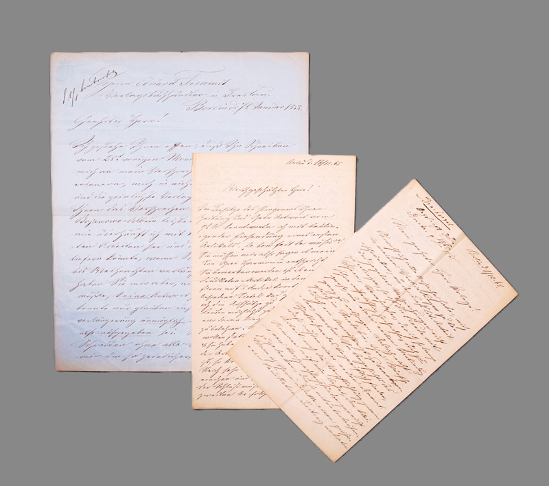 Lot 2513, Auction 126, Brachvogel, Albert Emil, 3 eigenhändige Briefe an Eduard Trewendt. 1858-1865