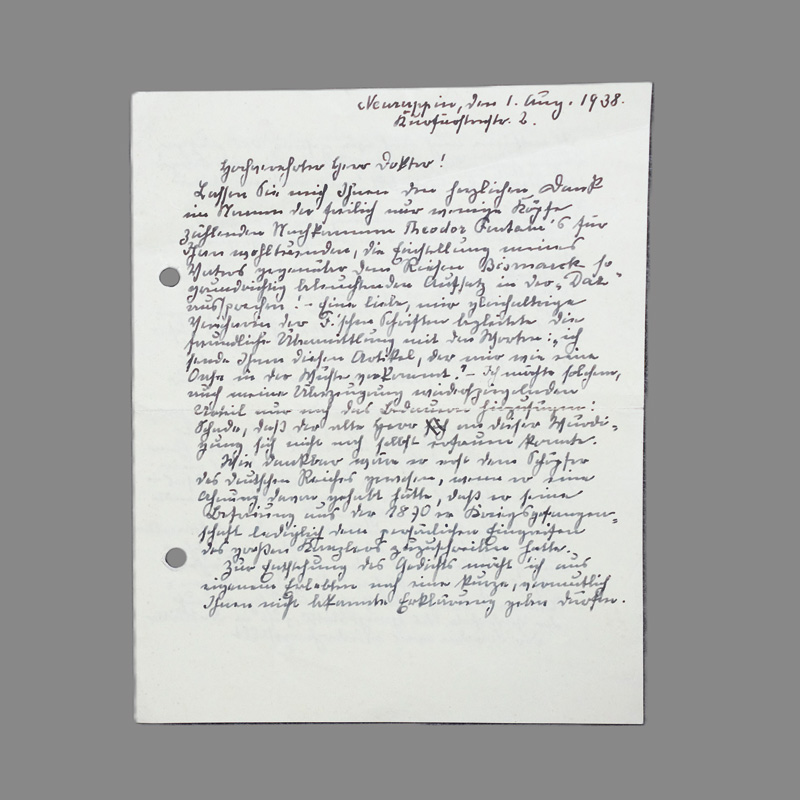 Lot 2518, Auction  126, Fontane, Friedrich, Brief an einen Fontane-Forscher. 1938